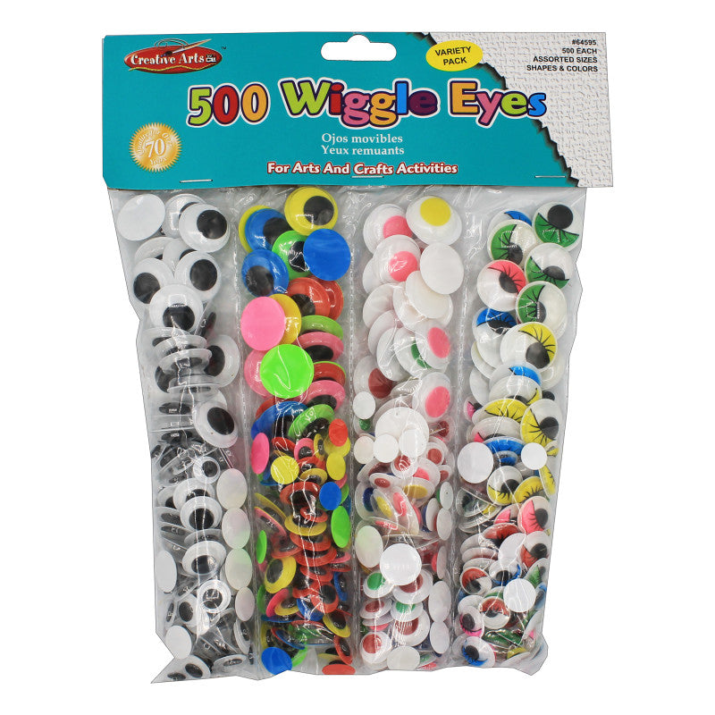 CHARLES LEONARD - Creative Arts Wiggle Eyes Classpack, Assorted Sizes & Colors, Pack of 500