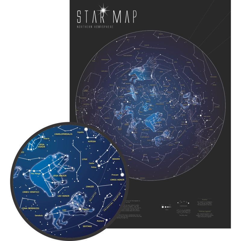 MAPS INTERNATIONAL - Glow in the Dark Star Map, 33" x 23"