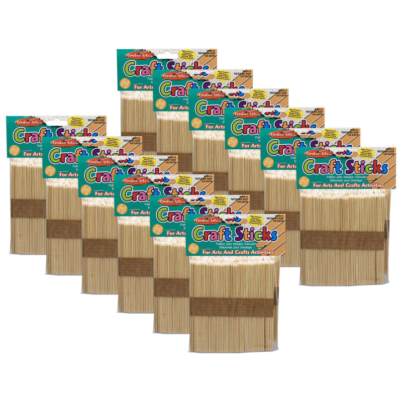 CHARLES LEONARD - Creative Arts Craft Sticks, Natural, 150 Per Pack, 12 Packs