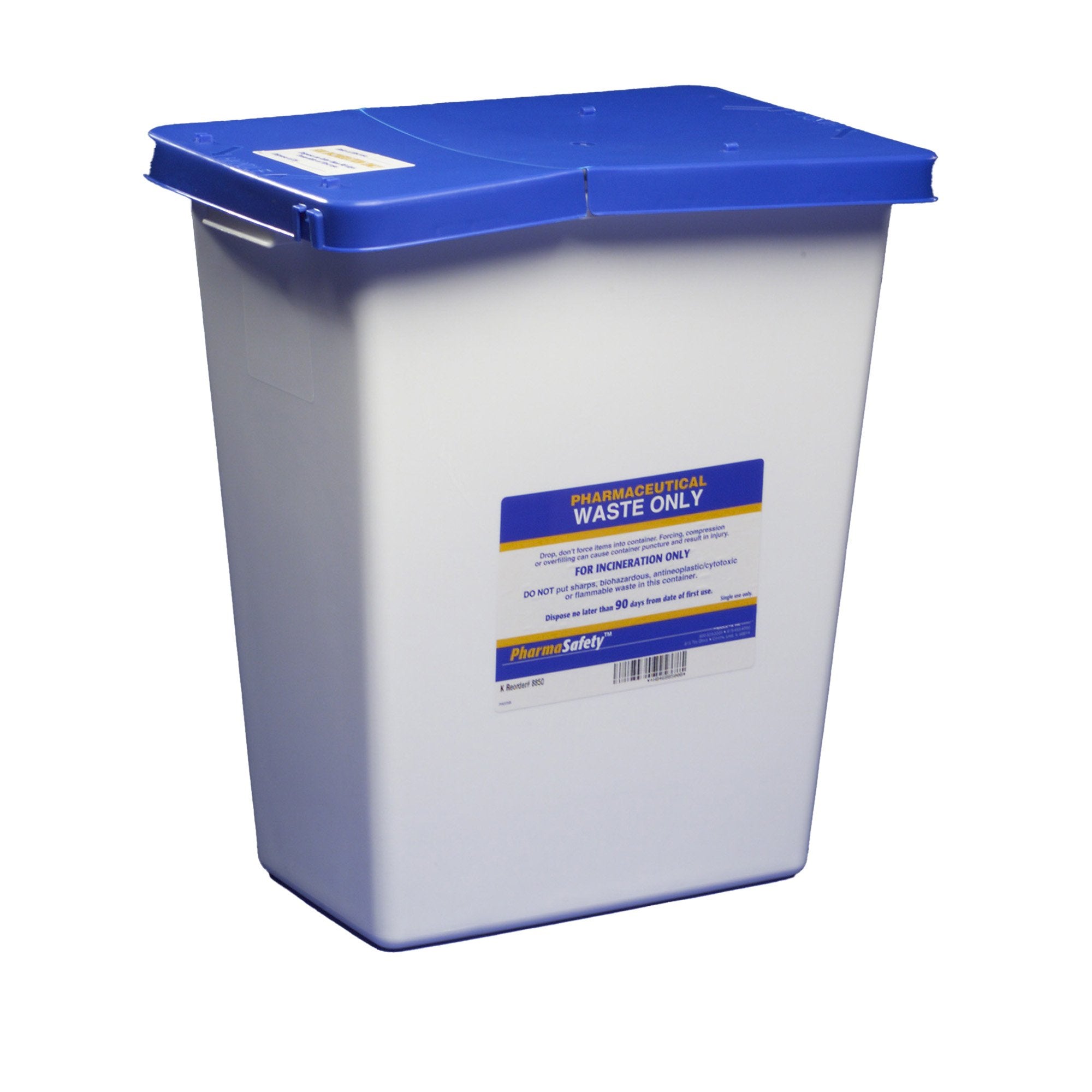 Cardinal - Pharmaceutical Waste Container PharmaSafety™ White Base 17-3/4 H X 11 W X 15-1/2 D Inch Vertical Entry 8 Gallon [1/EA]