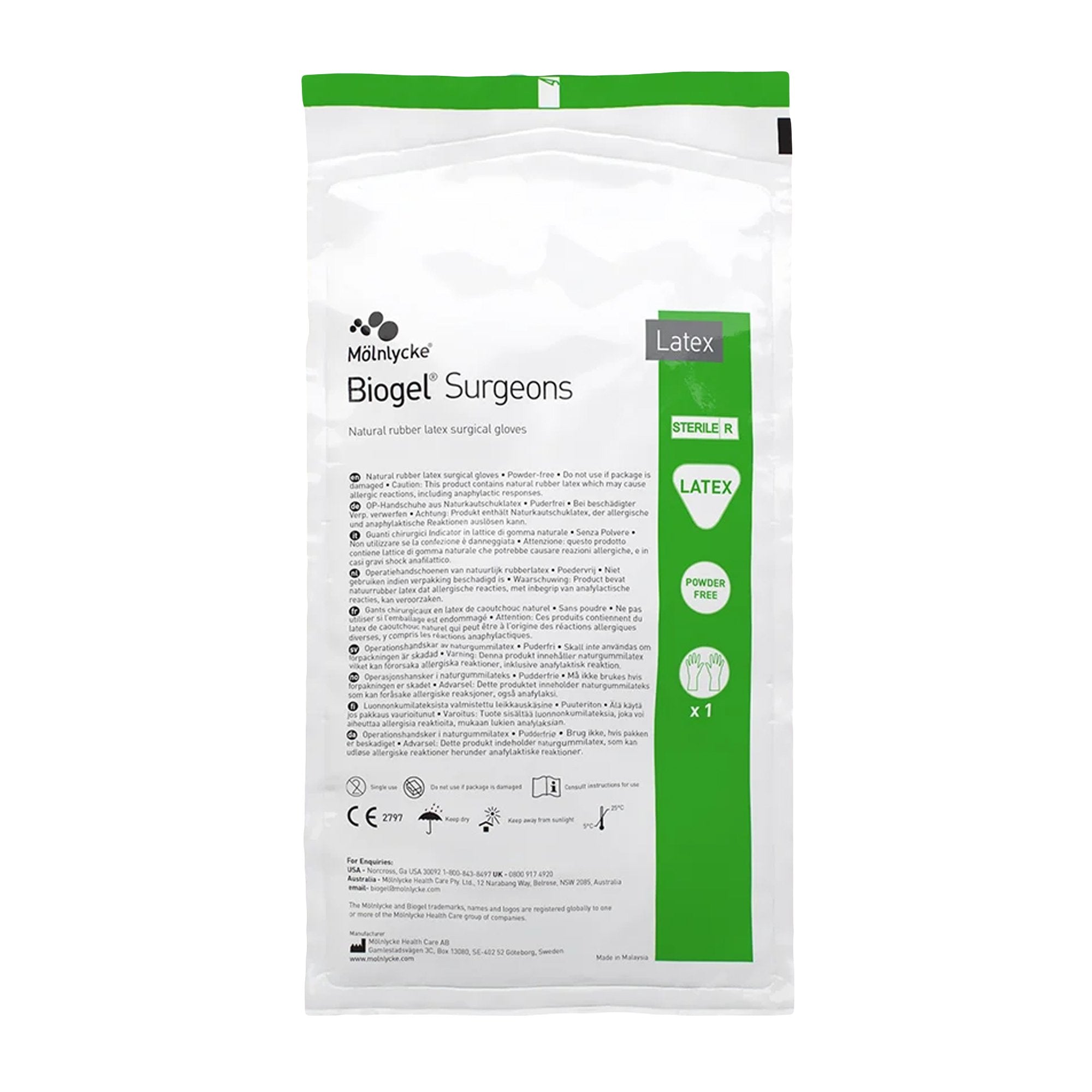Molnlycke - Surgical Glove Biogel® Surgeons Size 7 Sterile Latex Standard Cuff Length Micro-Textured Straw Not Chemo Approved [50/BX]