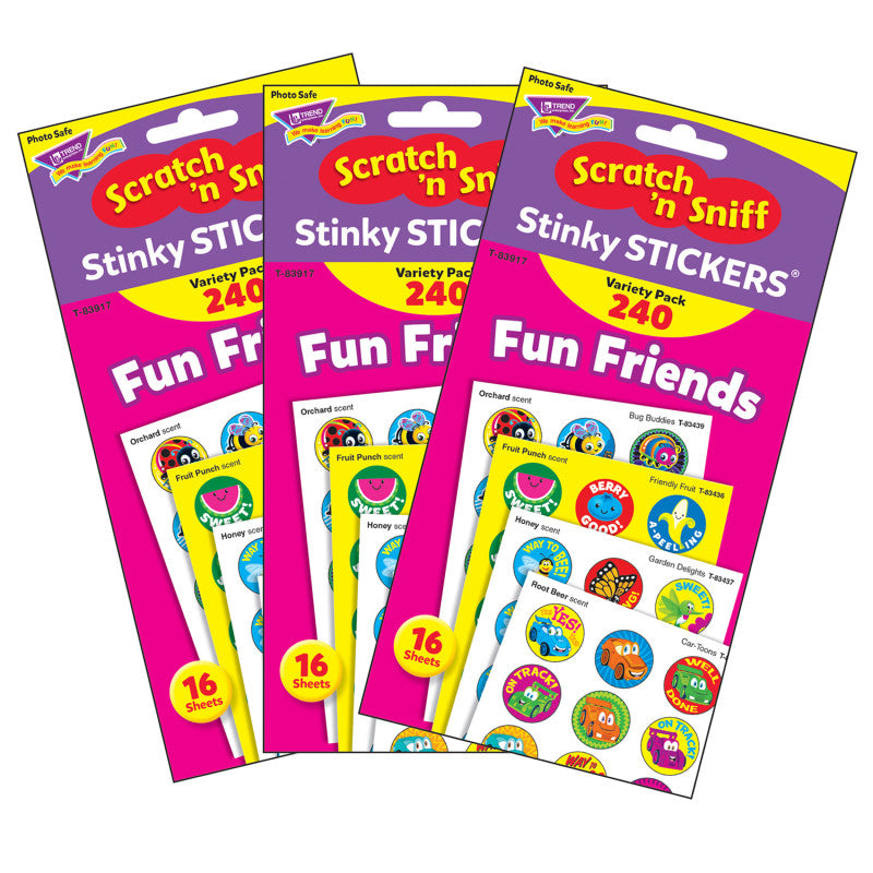 TREND - Fun Friends Stinky Stickers® Variety Pack, 240 Per Pack, 3 Packs