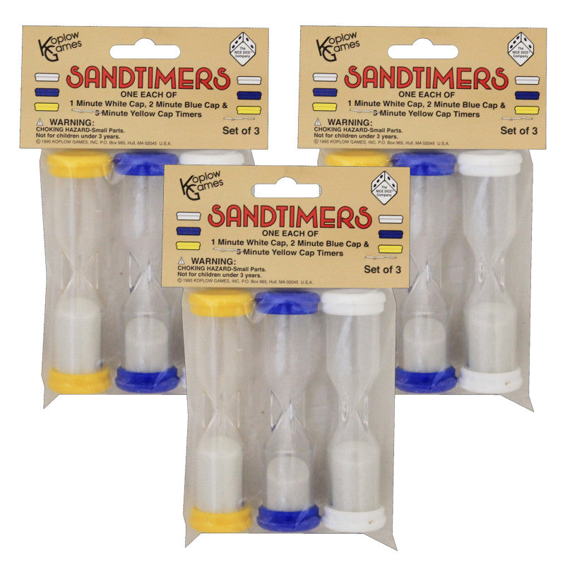 KOPLOW GAMES - Sandtimer Combo, 3 Per Set, 3 Sets