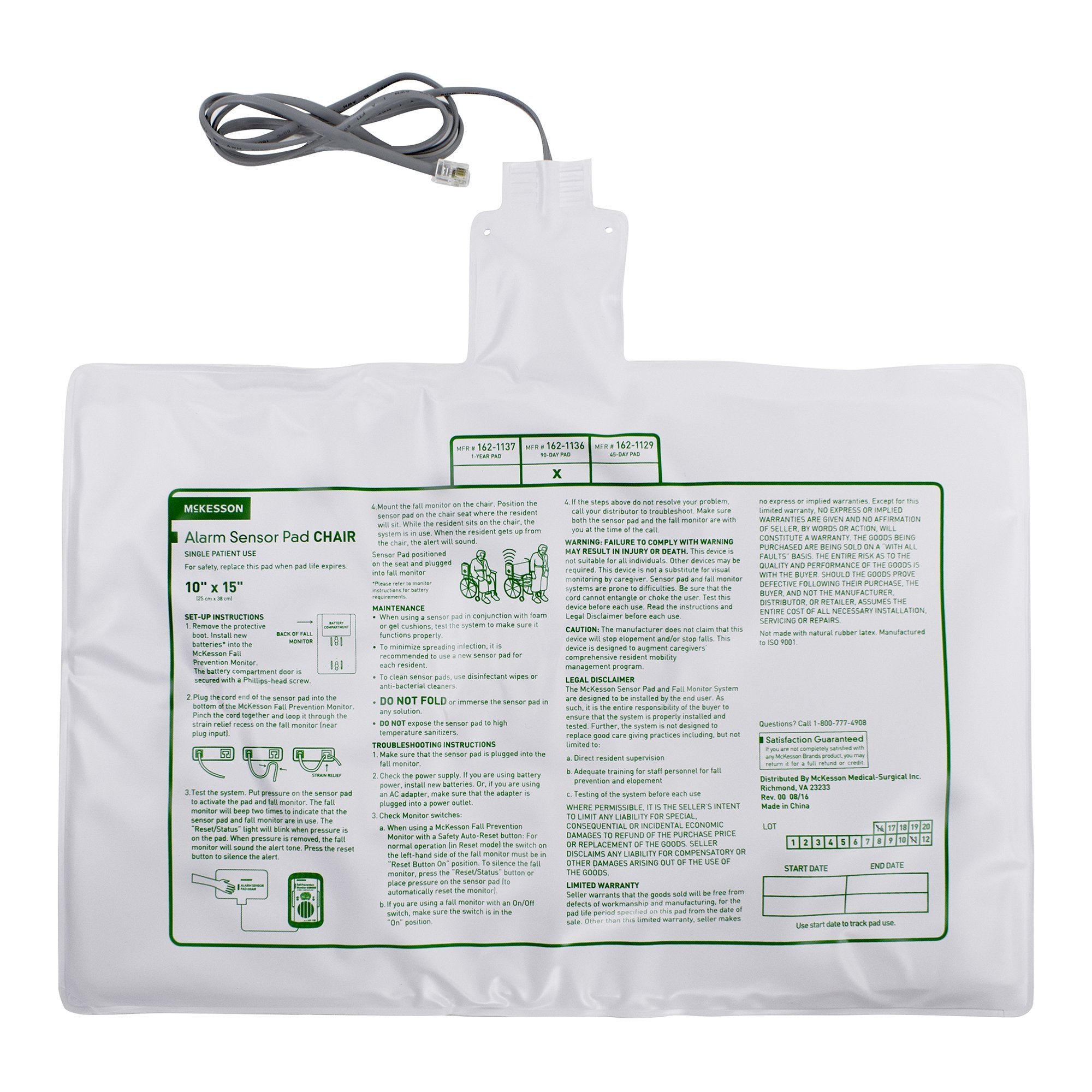 McKesson Brand - Chair Sensor Pad McKesson Brand 10 X 15 Inch [1/EA]