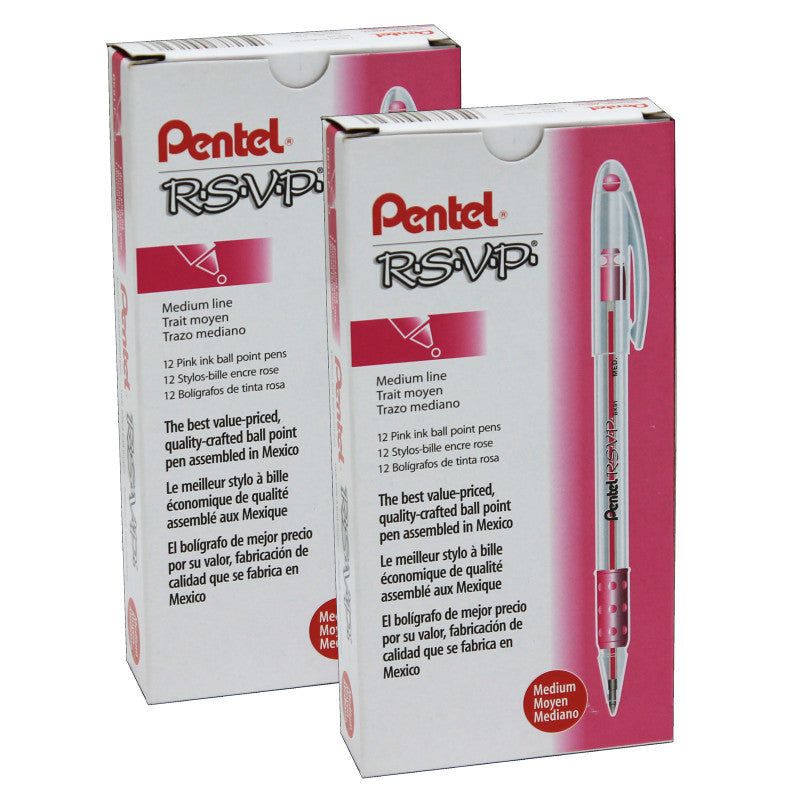 PENTEL - R.S.V.P.® Ballpoint Pen, Medium Point, Pink, Pack of 24