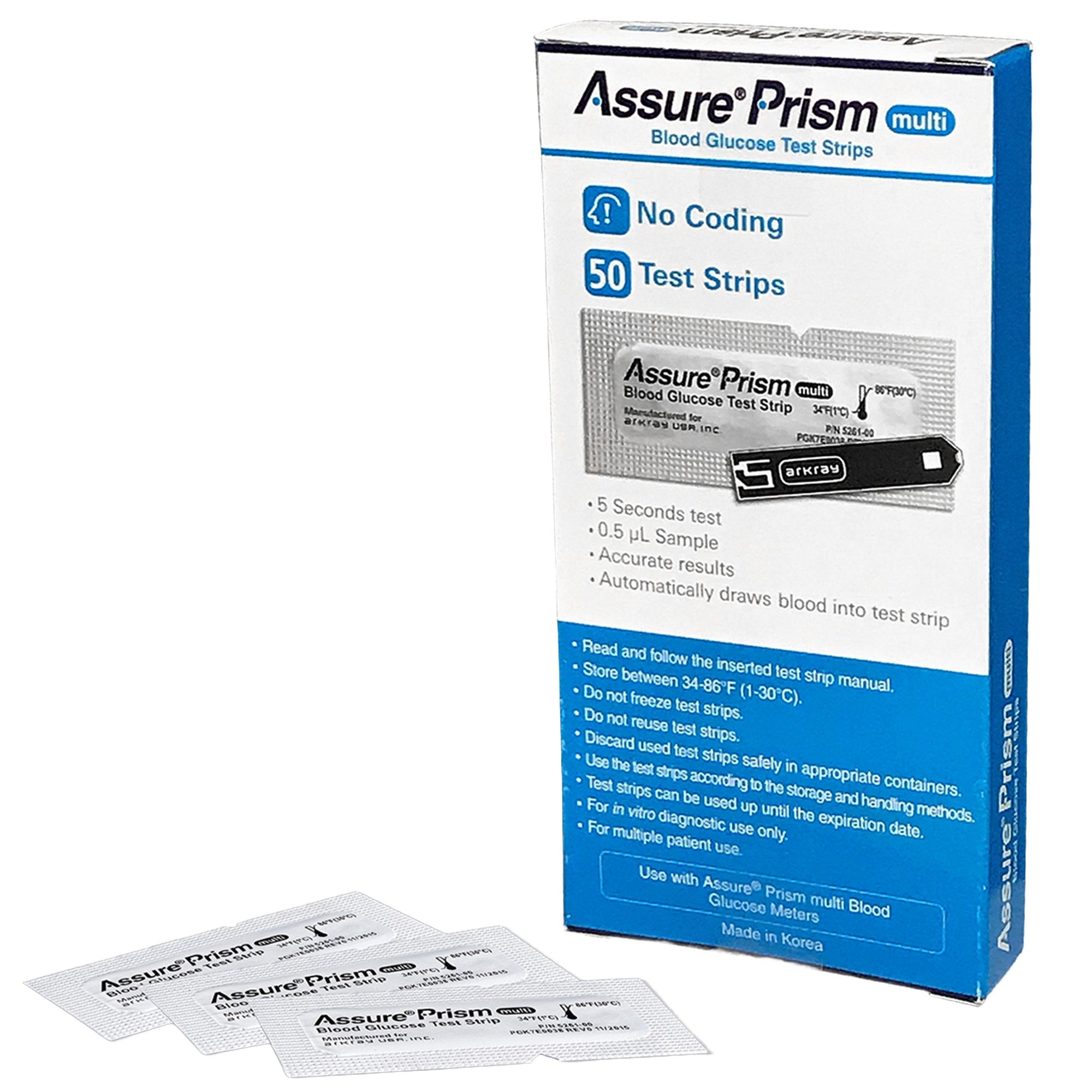 Arkray USA - Blood Glucose Test Strips ASSURE® Prism Multi Foiled Wrapped 50 Strips per Pack [50/BX]