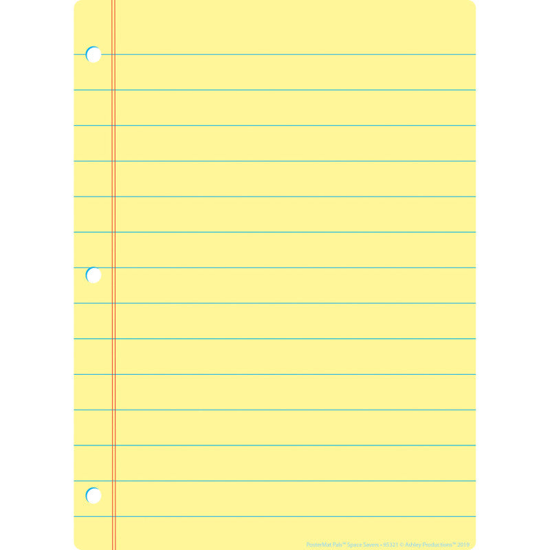 Smart Poly® Single Sided PosterMat Pals® Space Savers, Yellow Notebook Paper, 13" x 9.5"