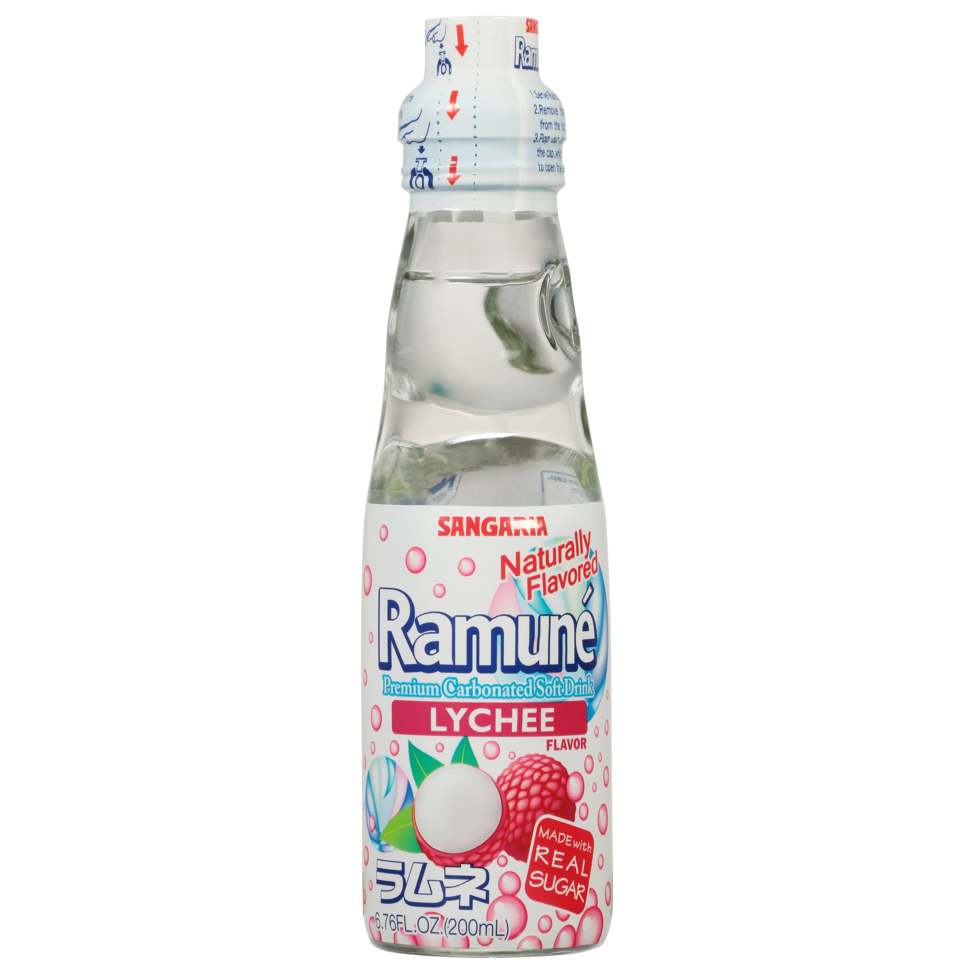 Ramune Lychee Flavor Soft Drink 6.76 fl oz Bottle - Case of 18
