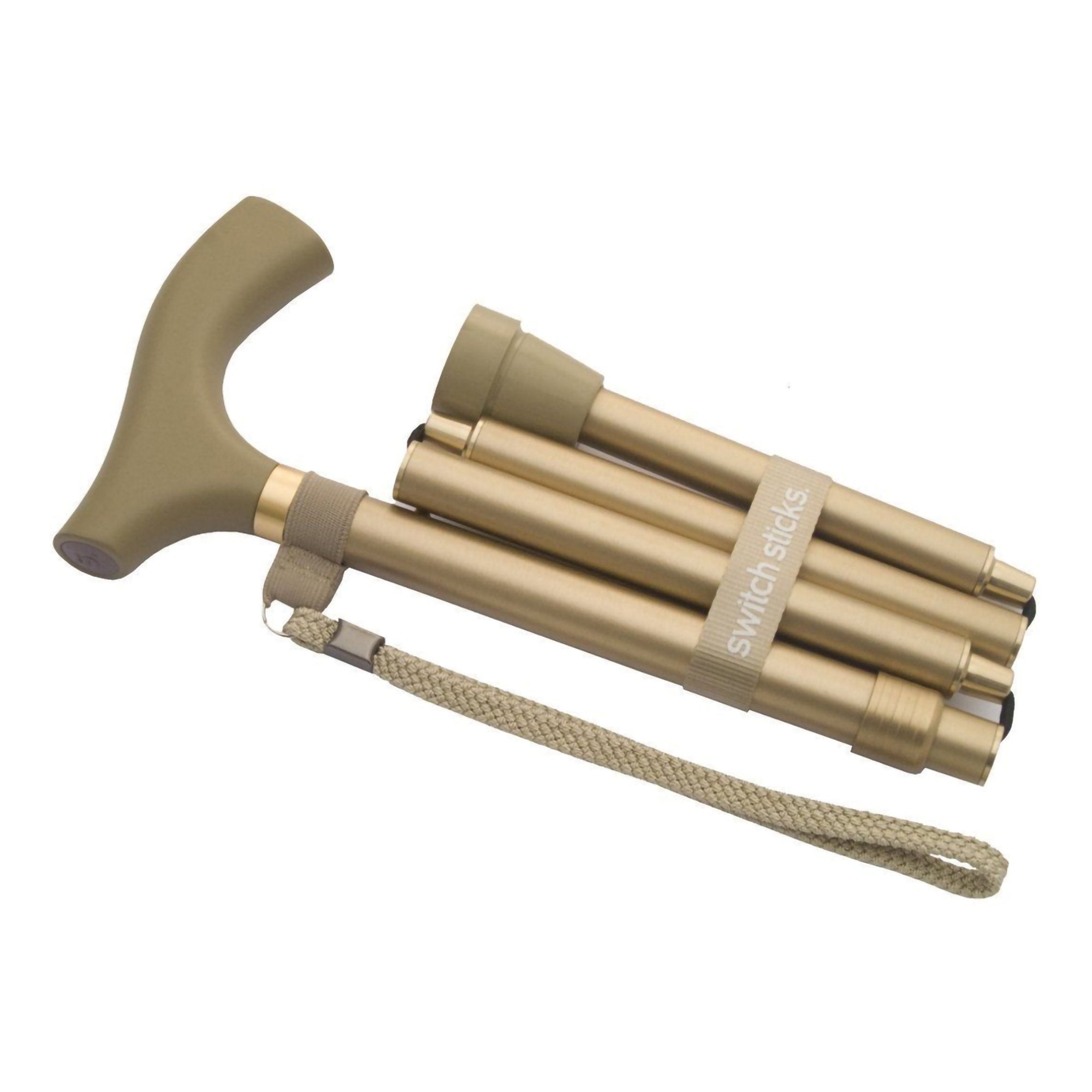 Mabis Healthcare - Folding Cane Switch Sticks® Aluminum 32 to 37 Inch Height Gold [1/EA]