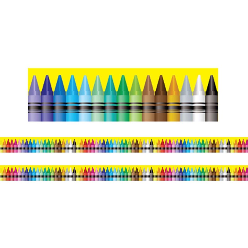 CHARLES LEONARD - Borders/Trims, Magnetic, Rectangle Cut - 1-1/2" x 24", Crayon Theme, 24' per Pack, 2 Packs