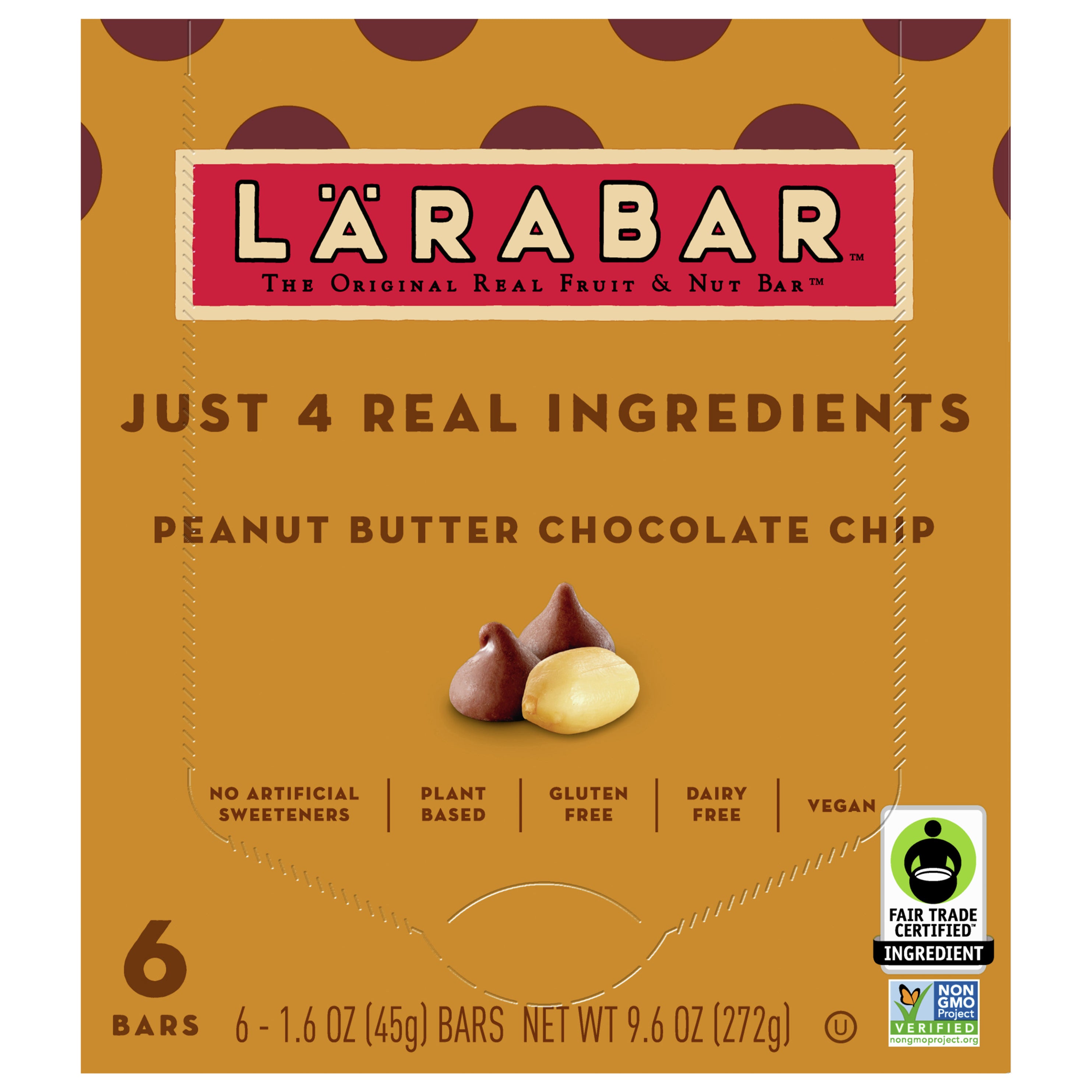 Larabar Peanut Butter Chocolate Chip, Gluten Free Fruit & Nut Bar, 6 Ct - Case of 8