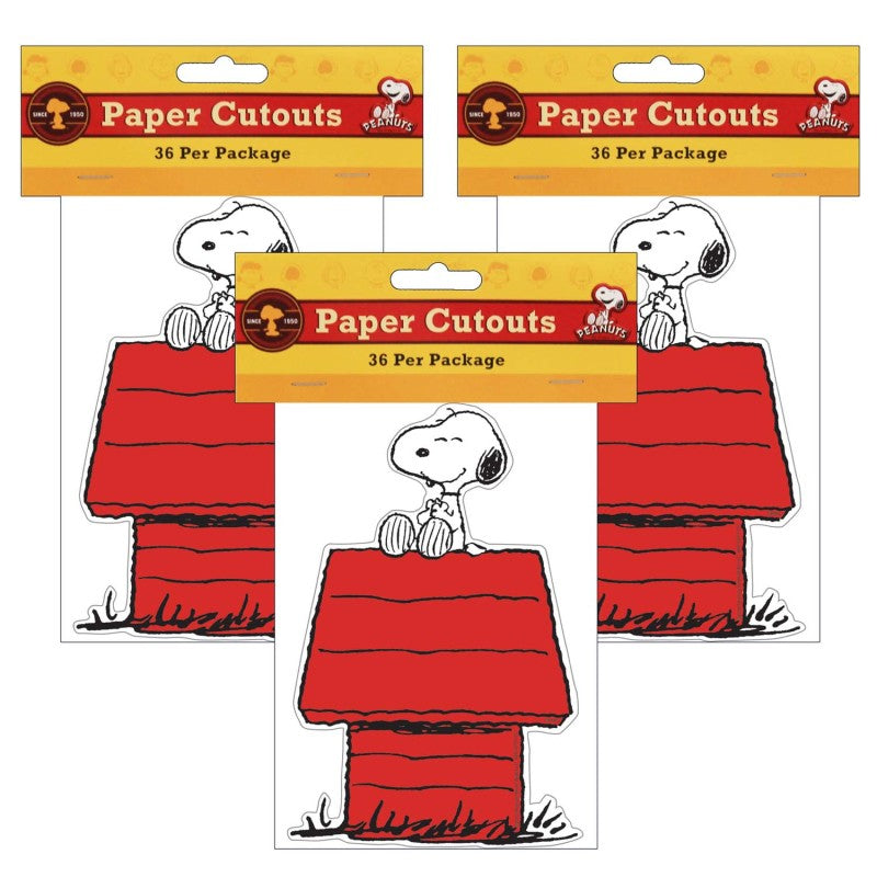 EUREKA - Snoopy® on Dog House Paper Cut Outs, 36 Per Pack, 3 Packs