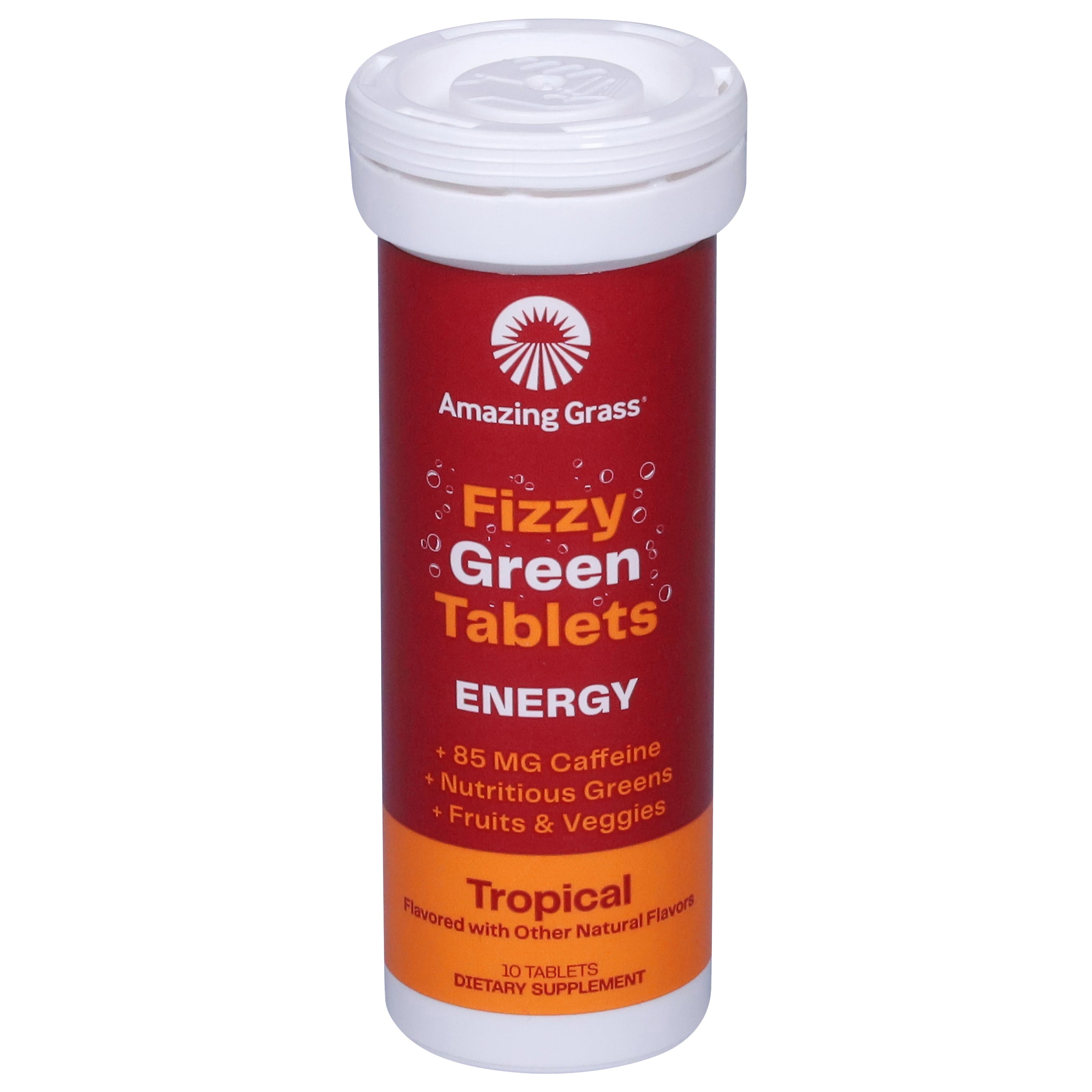 Amazing Grass Tablets Fizzy Green Tropical Energy 10 ea - Case of 6