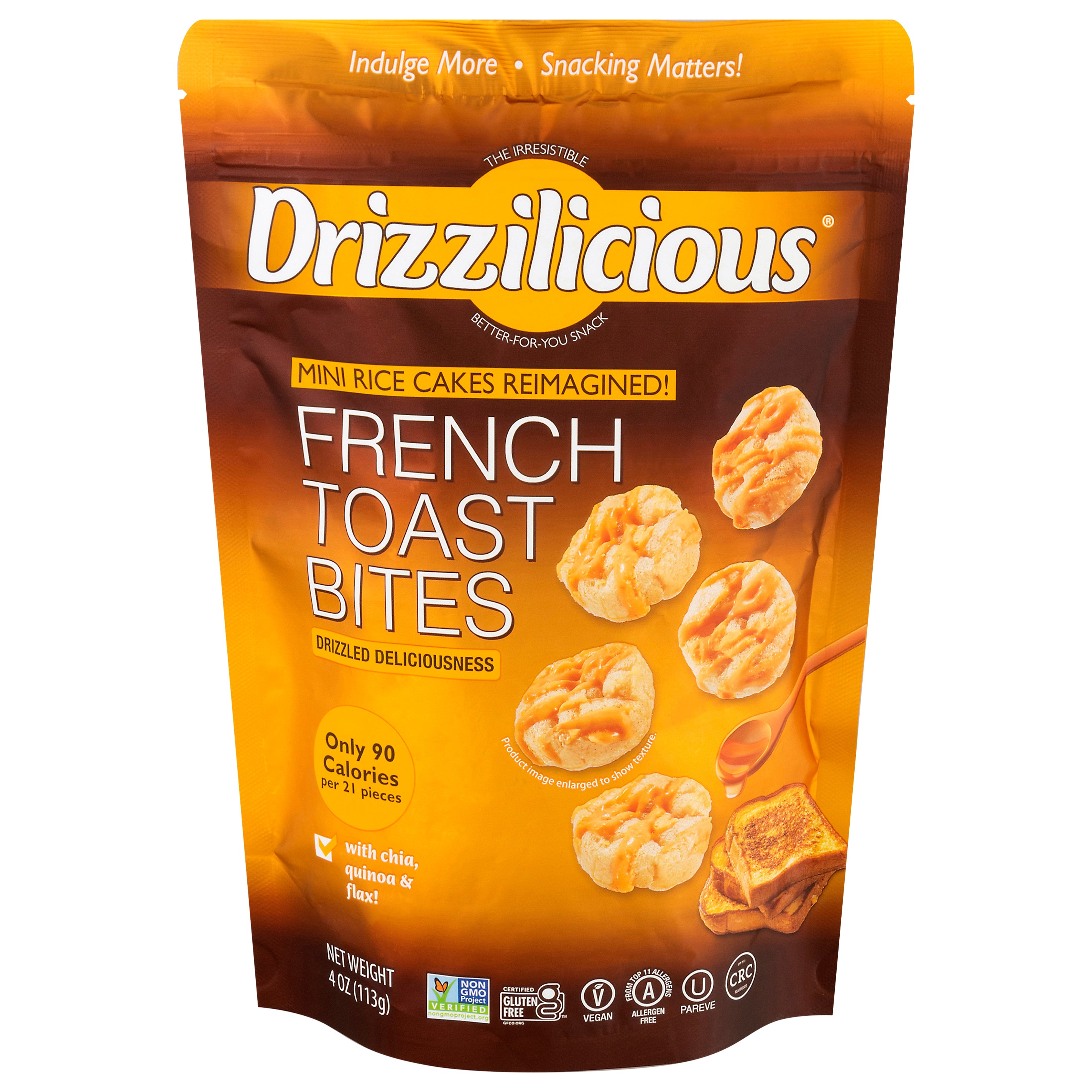 Drizzilicious French Toast Bites Mini Rice Cakes 4 oz - Case of 6