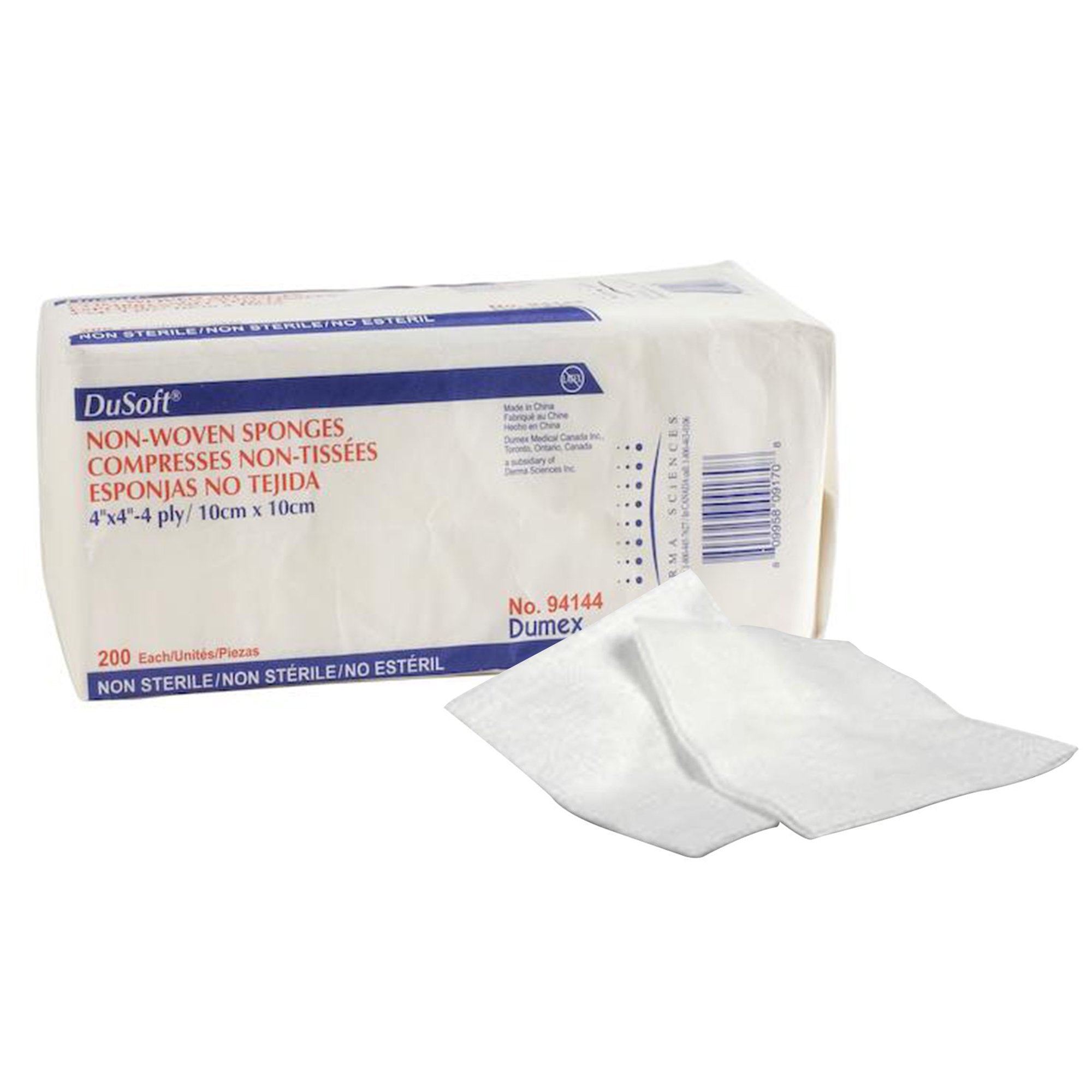 Gentell - Nonwoven Sponge Dusoft 4 X 4 Inch 4-Ply NonSterile 200 per Pack [200/PK]