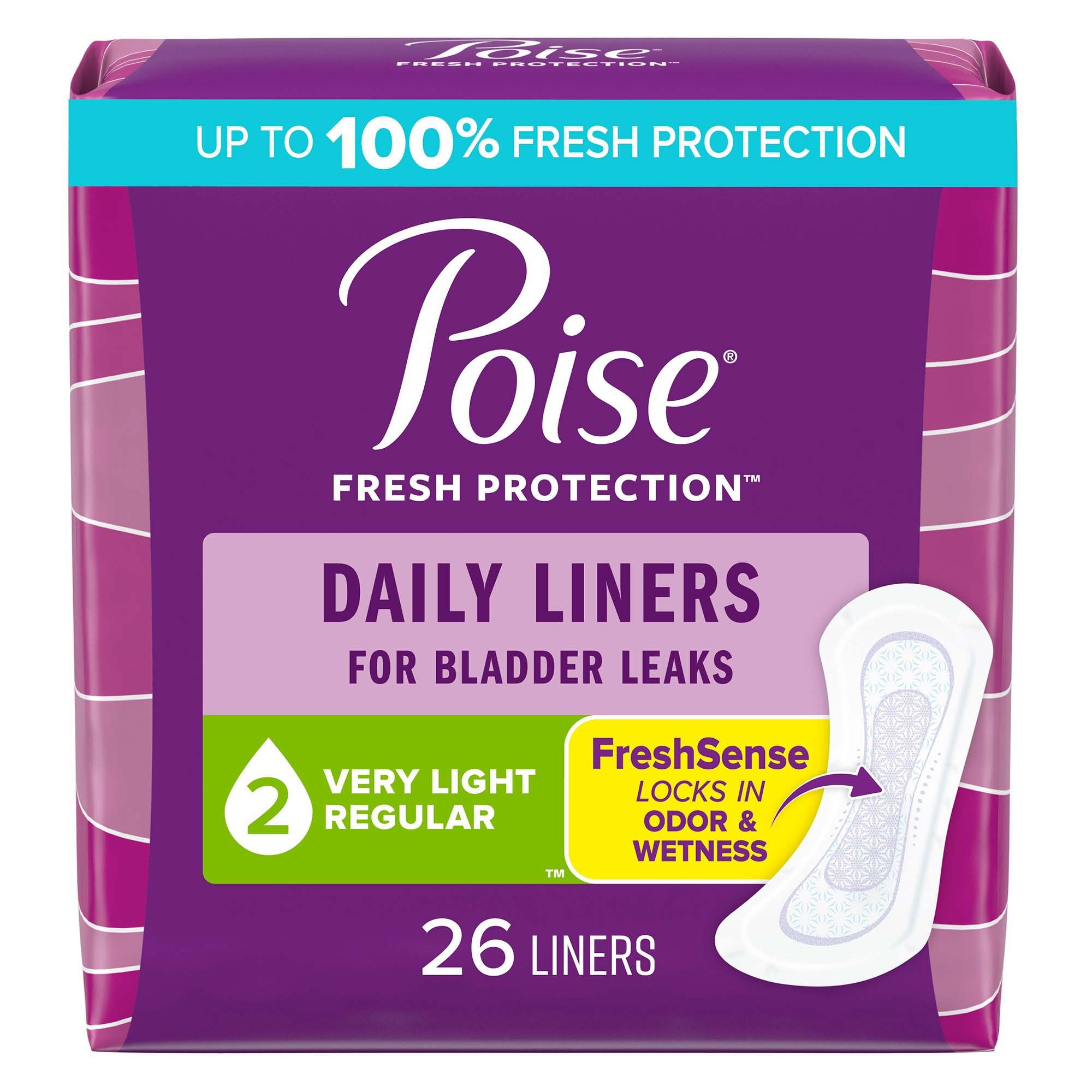 Kimberly Clark - Bladder Control Pad Poise® Fresh Protection™ 7-1/2 Inch Length Light Absorbency Polymer Core One Size Fits Most [26/PK]