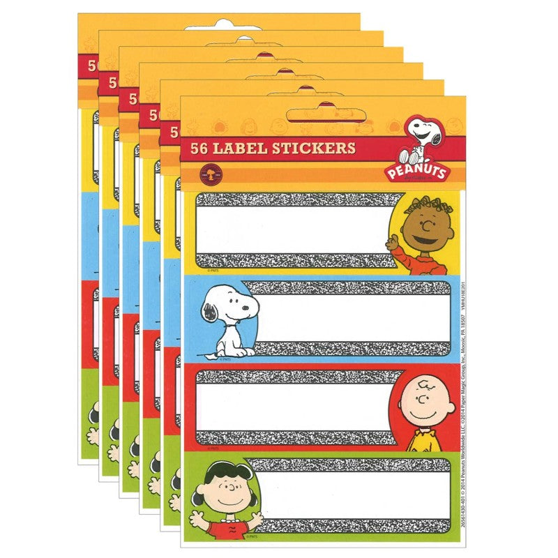 EUREKA - Peanuts® Composition Label Stickers, 56 Per Pack, 6 Packs