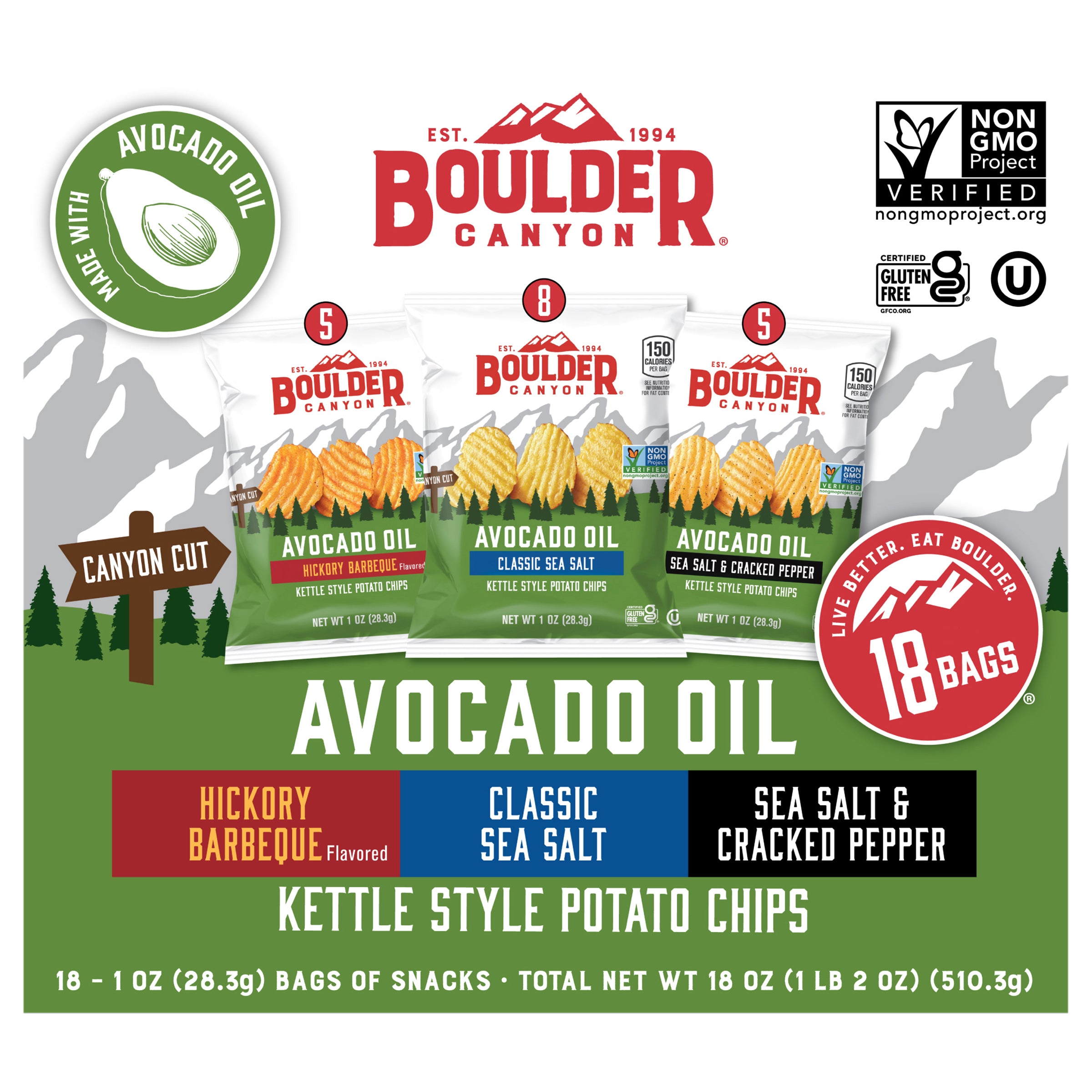 18 oz BC AvoOl Variety Pk 18 Ct - 5 Ct - Case of 4