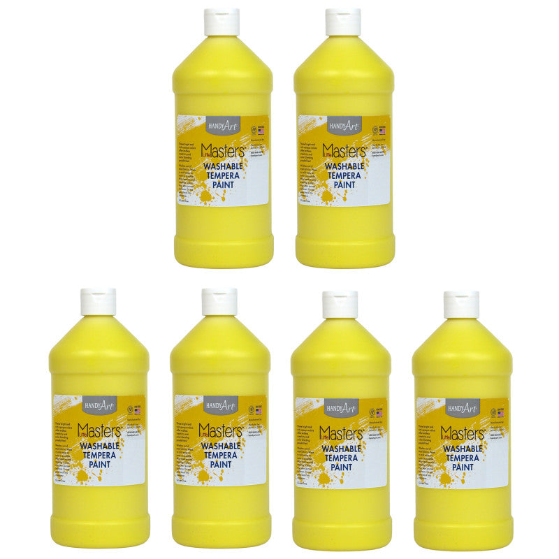 HANDY ART - Little Masters® Washable Tempera Paint, Yellow, 32 oz., Pack of 6