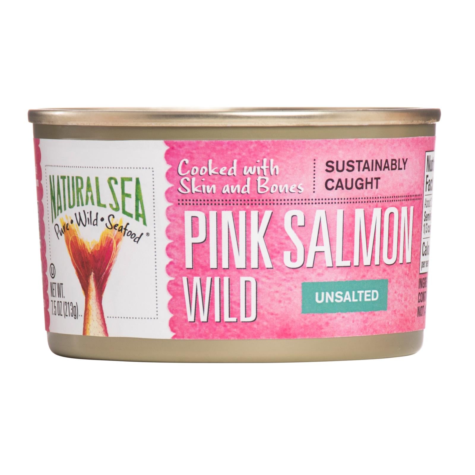 Natural Sea Wild Pink Salmon, Unsalted - Case of 12 - 7.5 OZ