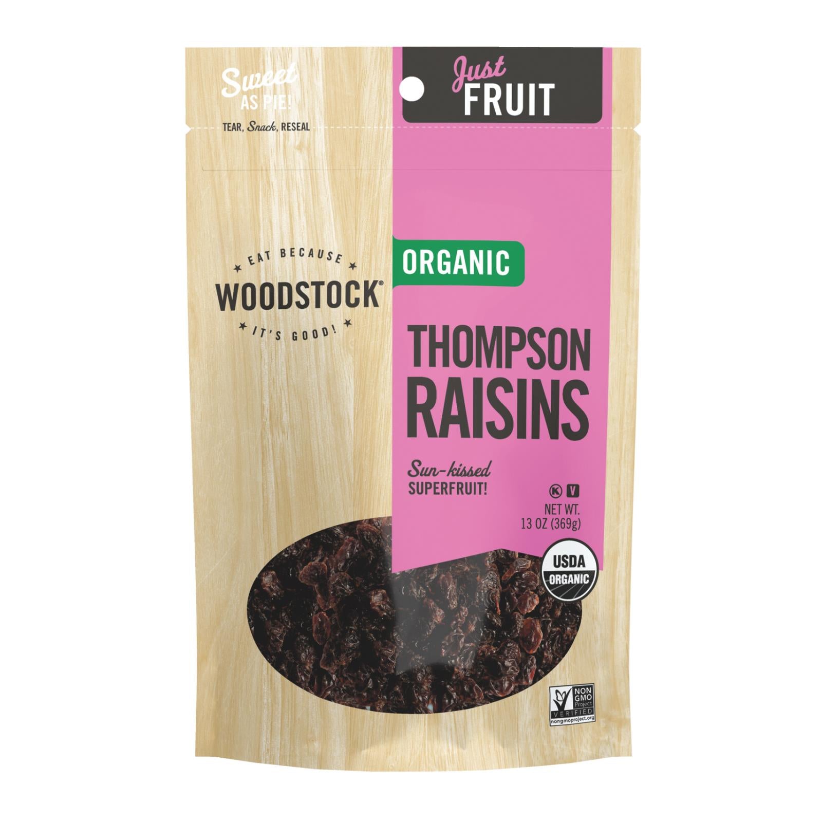 Woodstock Organic Unsweetened Raisins - Case Of 8 - 13 Oz