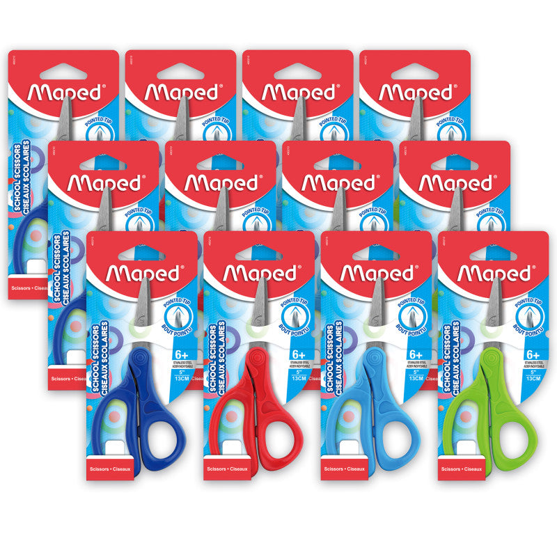 MAPED - Essential 5" Kid Scissors, Pointed Tip, Pack of 12