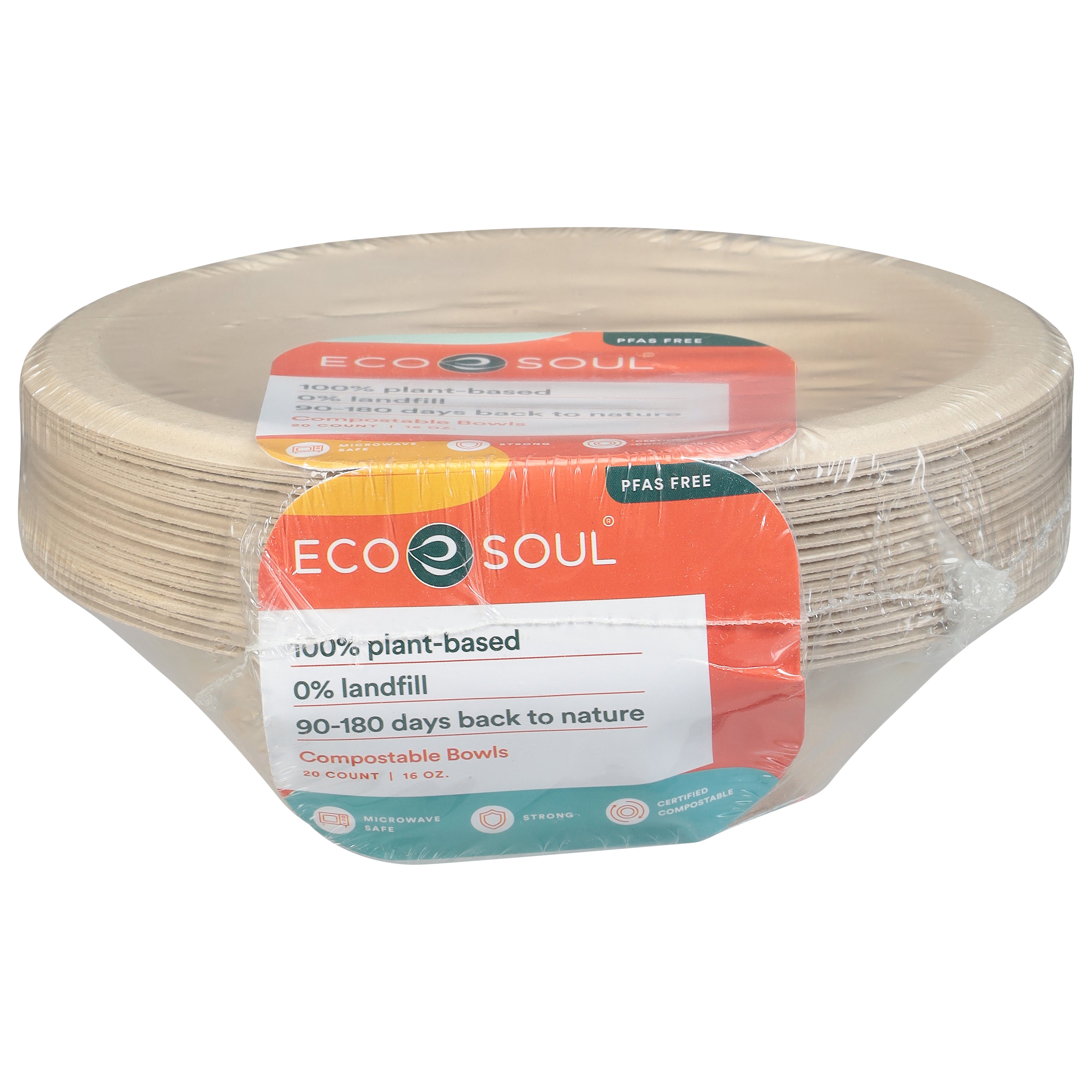 Eco Soul 16 Ounce Compostable Bowls 20 ea - Case of 8
