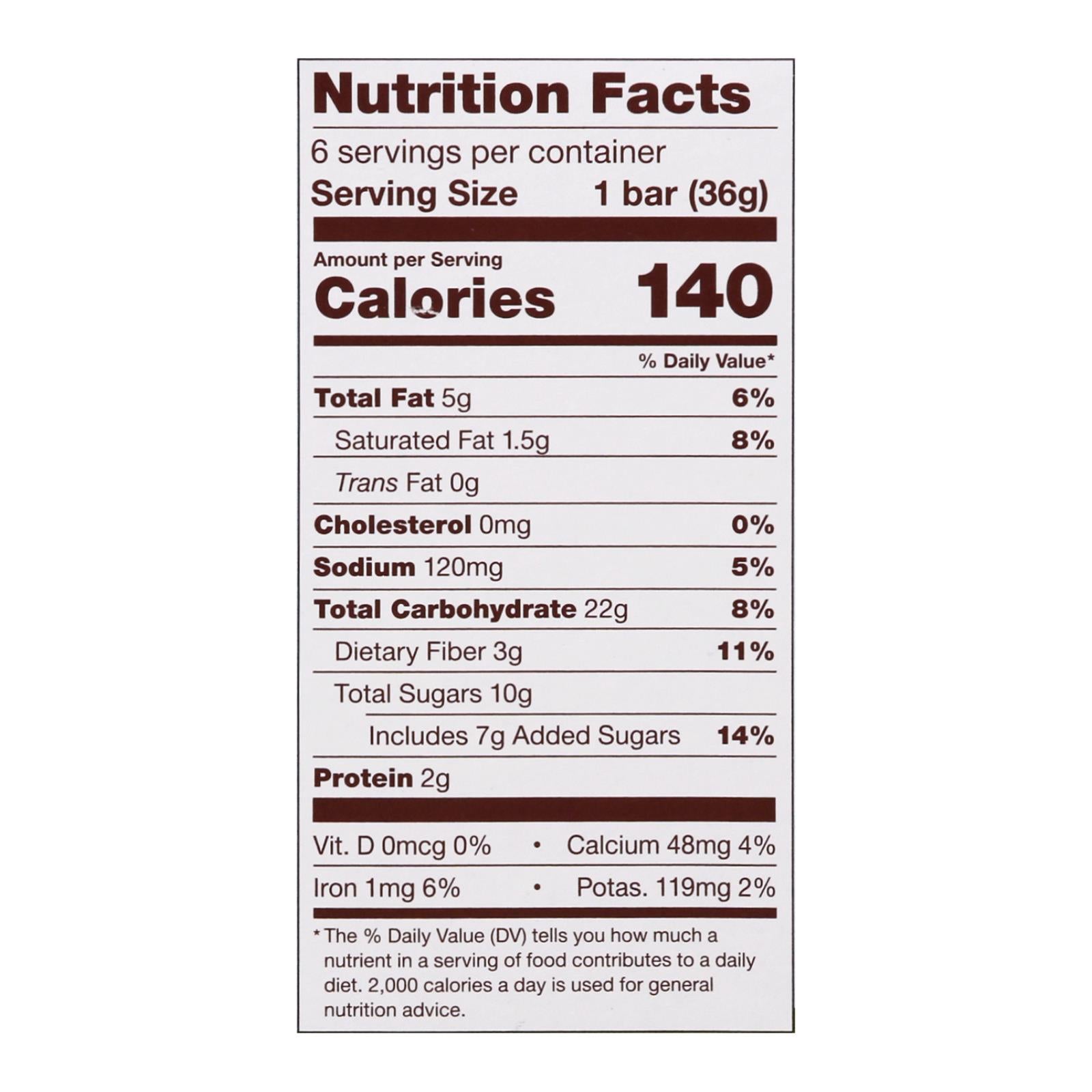 Nature's Bakery Chocolate Oat Baked-In Bars - Case of 6 - 6 /1.27OZ