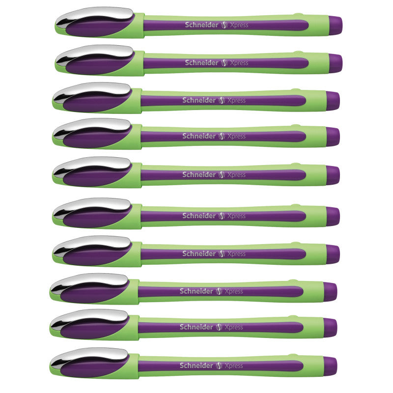 SCHNEIDER - Xpress Fineliner Pen, Fiber Tip, 0.8 mm, Violet, Pack of 10