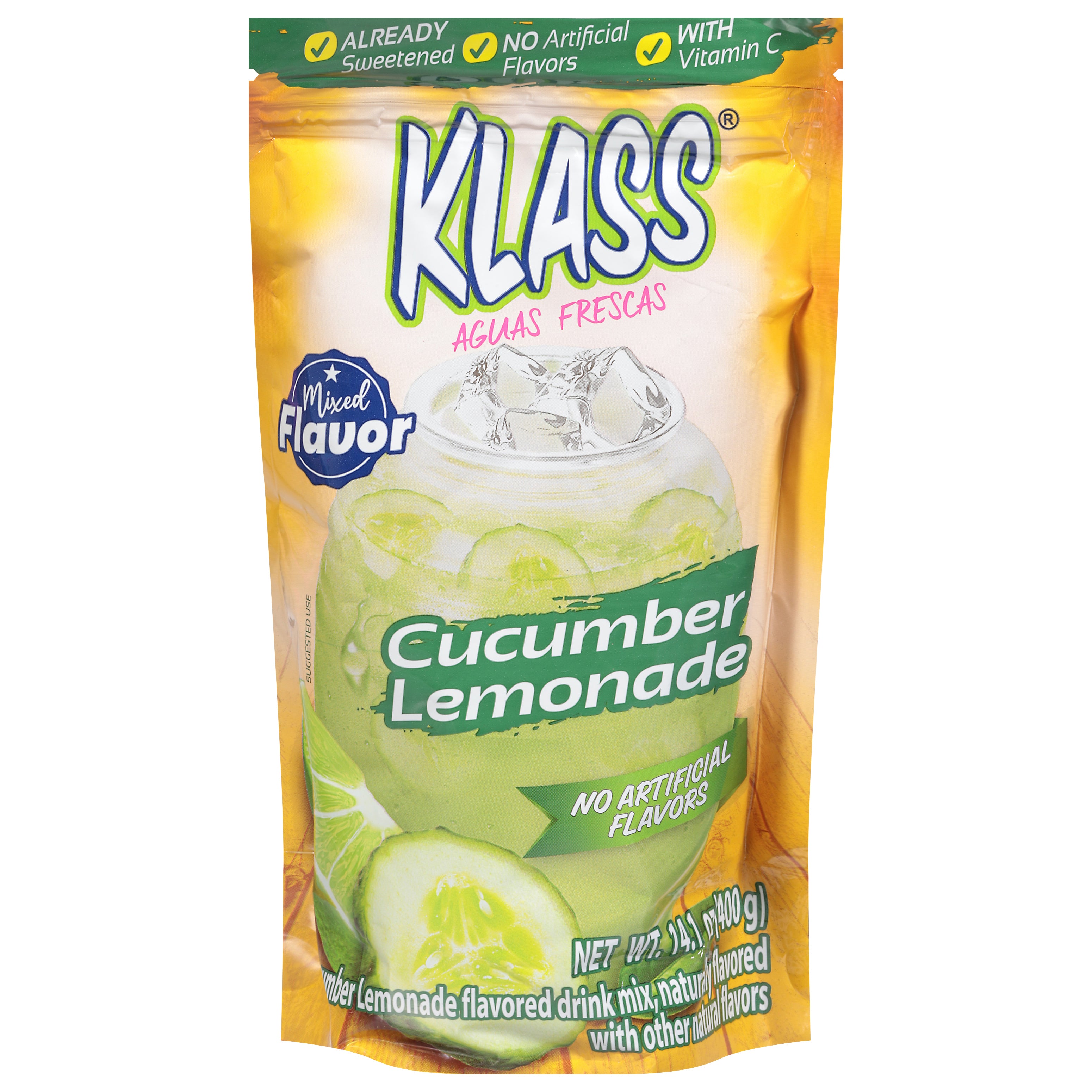 Klass Cucumber Lemonade Drink Mix 14.1 oz - Case of 6