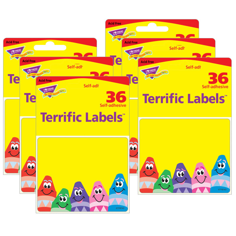 TREND - Colorful Crayons Terrific Labels™, 36 Per Pack, 6 Packs