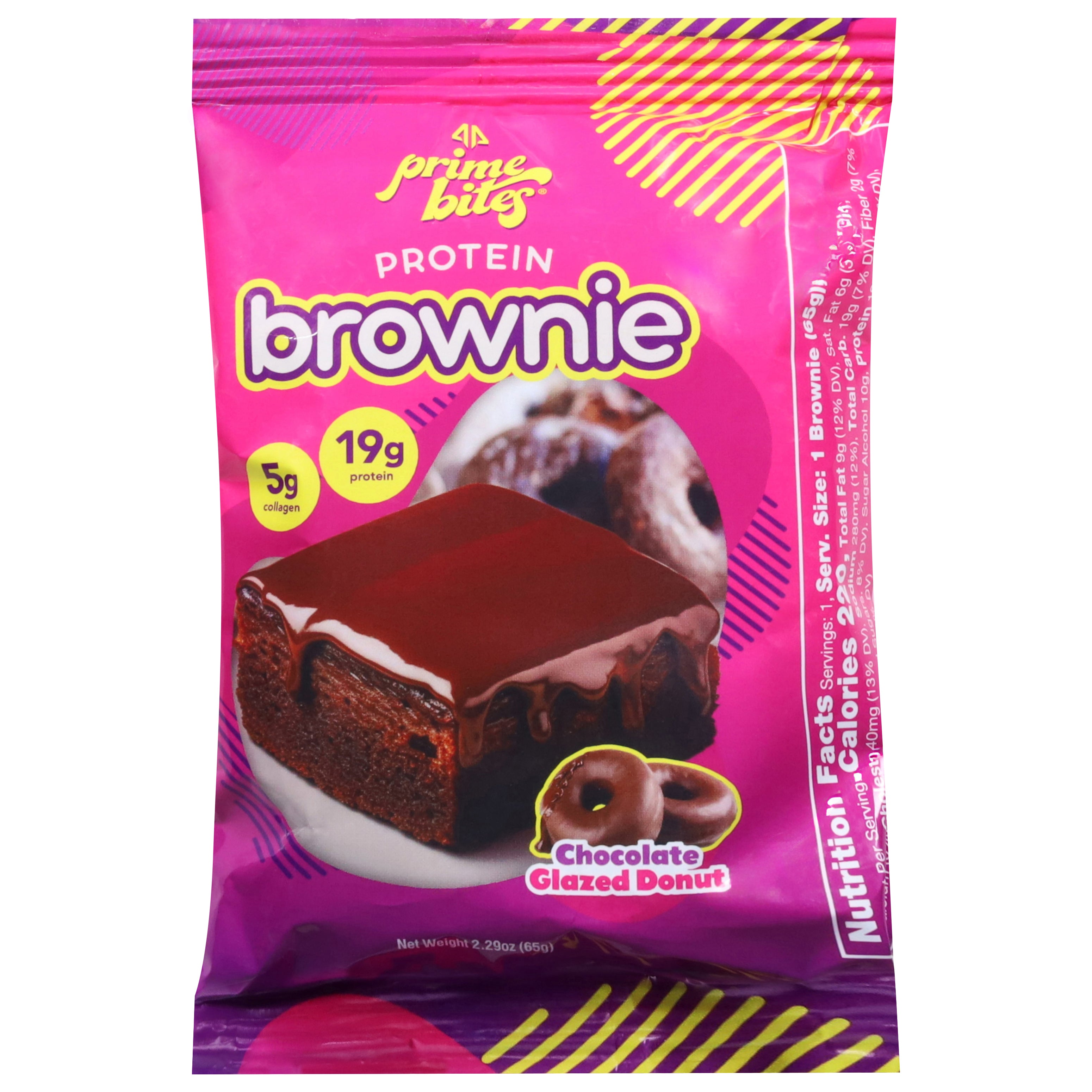 Prime Bites Protein Chocolate Glazed Donut Brownie 2.29 oz - Case of 12