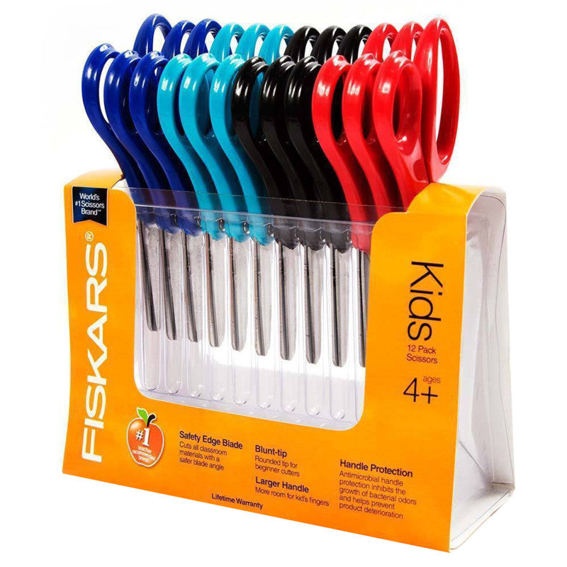 FISKARS - Blunt-tip Kids Scissors Classpack, 5", Assorted Colors, Pack of 12