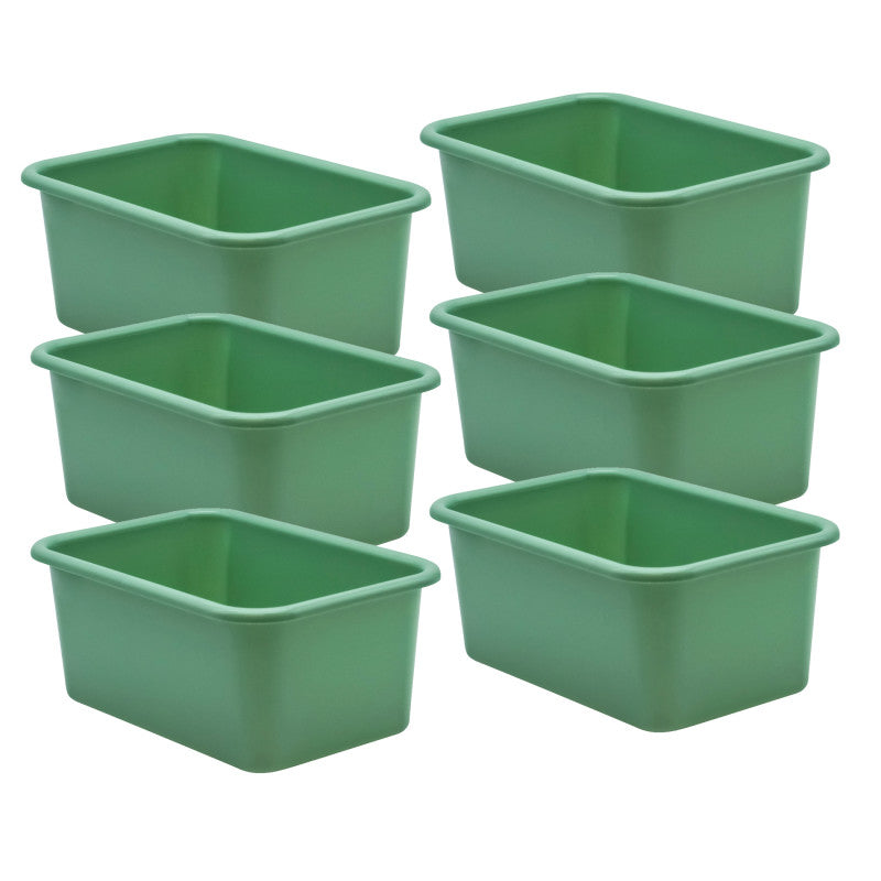 TEACHER CREATED RESOURCES - Eucalyptus Green Small Plastic Storage Bin, Pack of 6