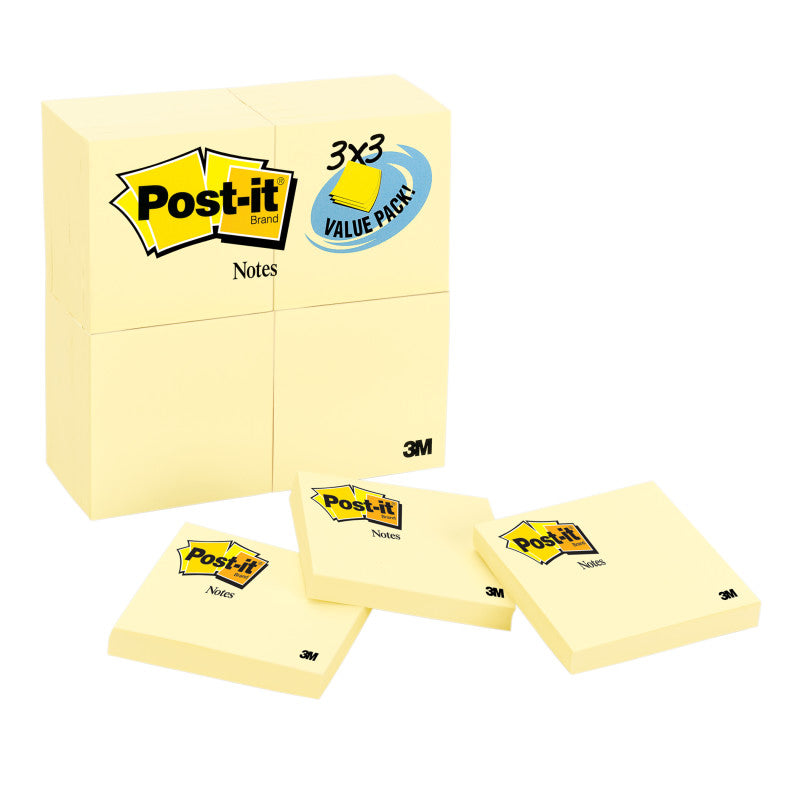 POST-IT - Notes Value Pack, 3" x 3", Canary Yellow, 24 Pads