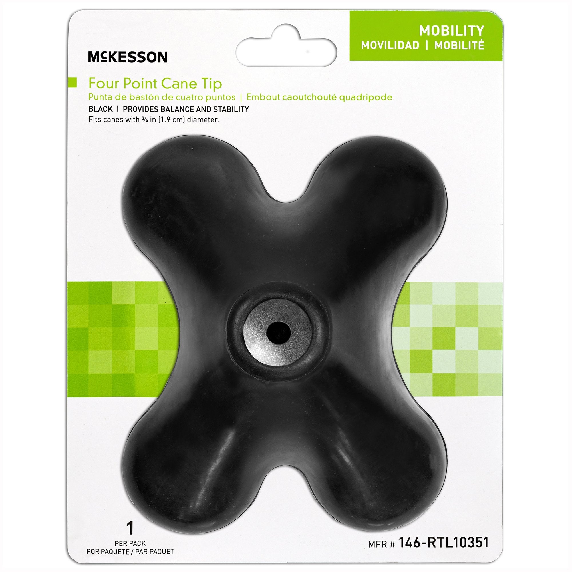 McKesson Brand - McKesson 4-Point Cane Tip For Cane with 3/4 Inch Diameter [1/BX]