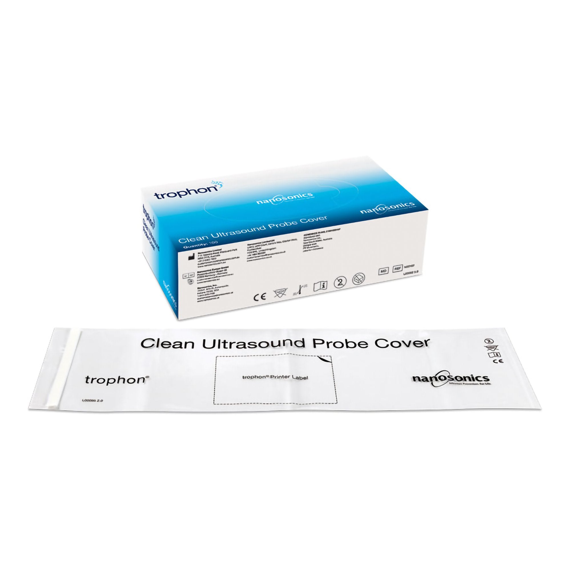 Nanosonics Inc - Ultrasound Probe Cover trophon2 Plastic Medically Clean Folded [100/BX]