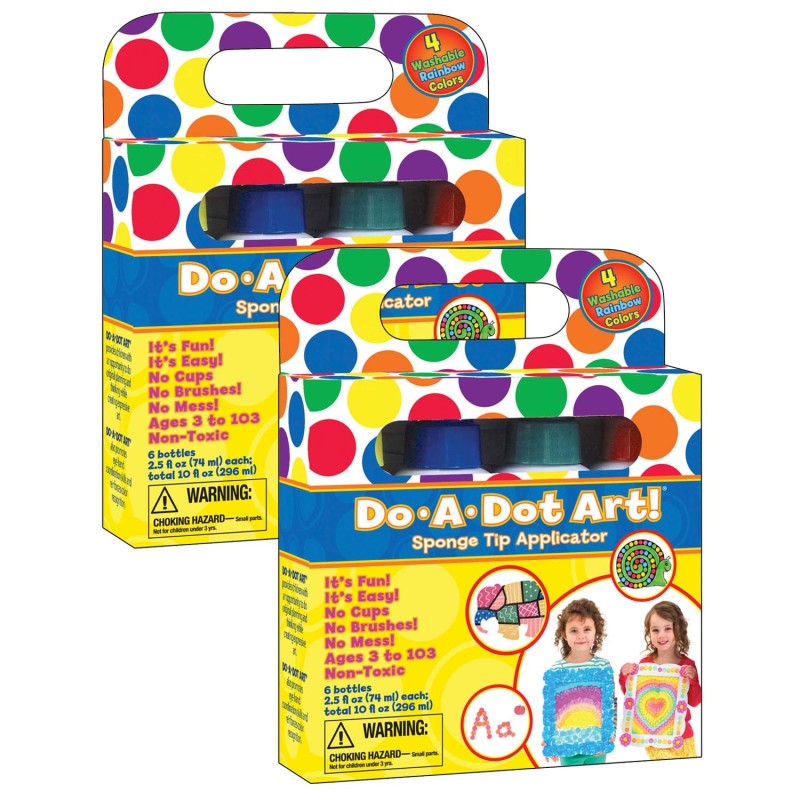 DO-A-DOT ART! - Washable Rainbow Dot Markers, 4 Per Pack, 2 Packs