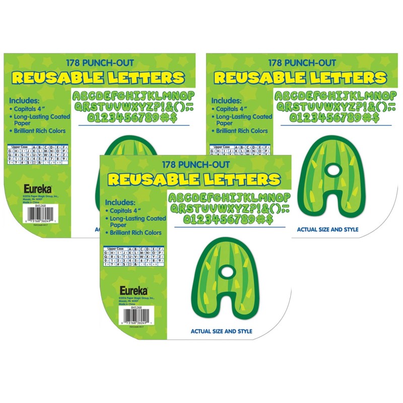 EUREKA - A Sharp Bunch Cactus Letters Deco 4" Letters, 178 Per Pack, 3 Packs