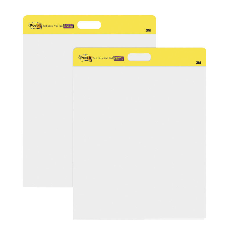 POST-IT - Wall Pad, 20 in x 23 in, White, 20 Sheets/Pad, 2 Pads/Pack, Mounts with Command™ Strips included