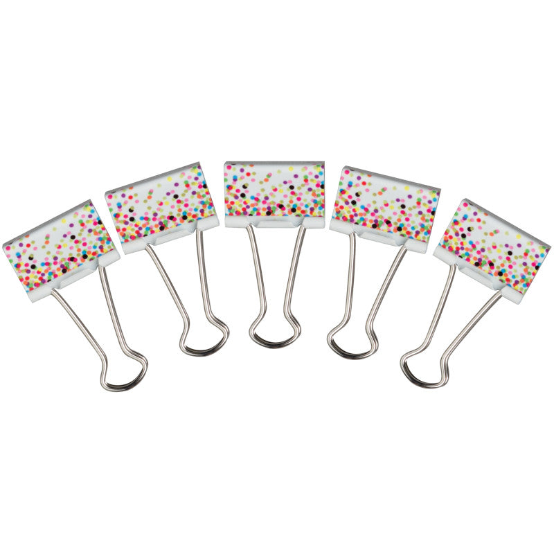 TEACHER CREATED RESOURCES - Confetti Binder Clips, Medium, 8 Per Pack, 6 Packs