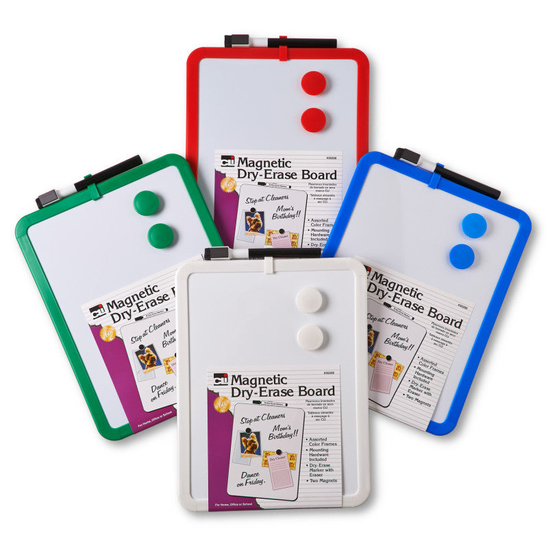 CHARLES LEONARD - Magnetic Dry Erase Boards, 8.5" x 11" White Surface, Assorted Frames, Pack of 4