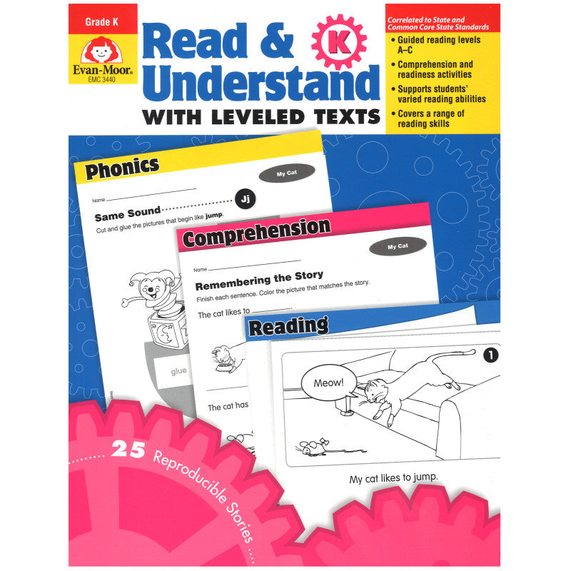 EVAN-MOOR - Read & Understand with Leveled Texts Book, Grade K