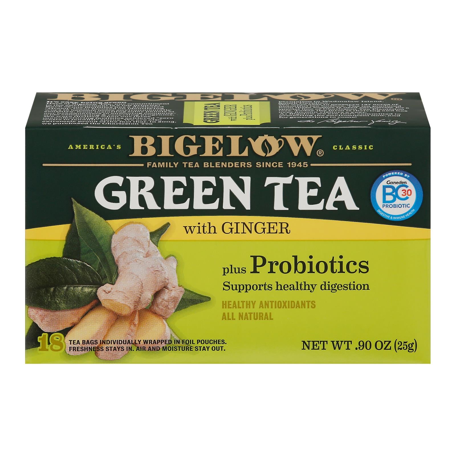 Bigelow Tea Green Tea With Ginger - Case Of 6 - 18 Bag