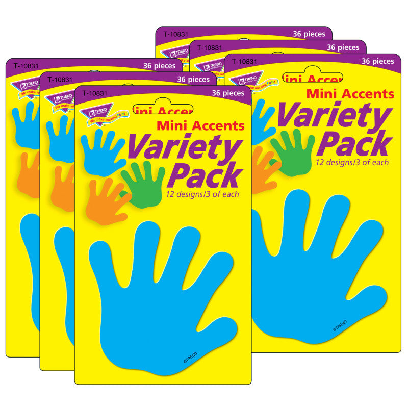 TREND - Handprints Mini Accents Variety Pack, 36 Per Pack, 6 Packs