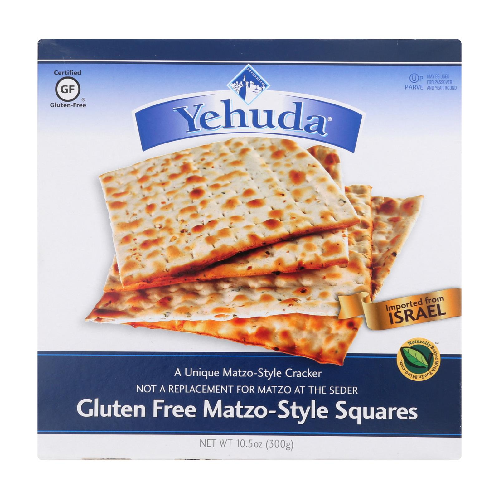 Checkers Matzos Yehuda Matzo Gluten Free Crackers - Case Of 12 - 10.5 Oz.