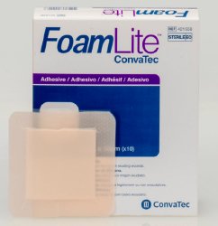 ConvaTec - Thin Foam Dressing FoamLite™ 4 X 4 Inch With Border Film Backing Silicone Adhesive Square Sterile [10/BX]