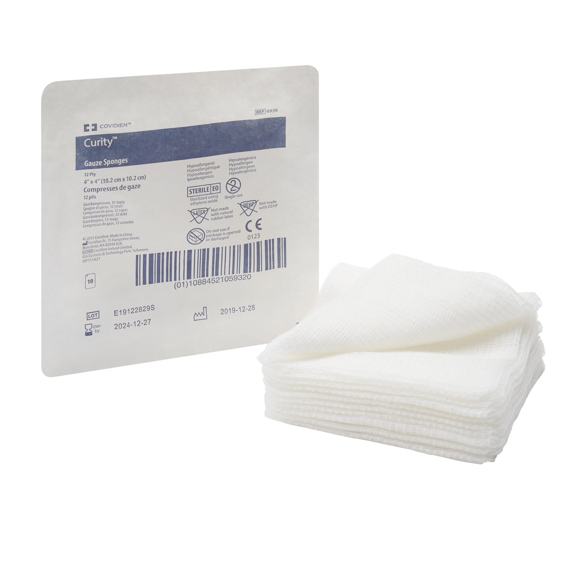 Cardinal - Gauze Sponge Curity™ 4 X 4 Inch 12-Ply Sterile 10 per Tray [10/TR]