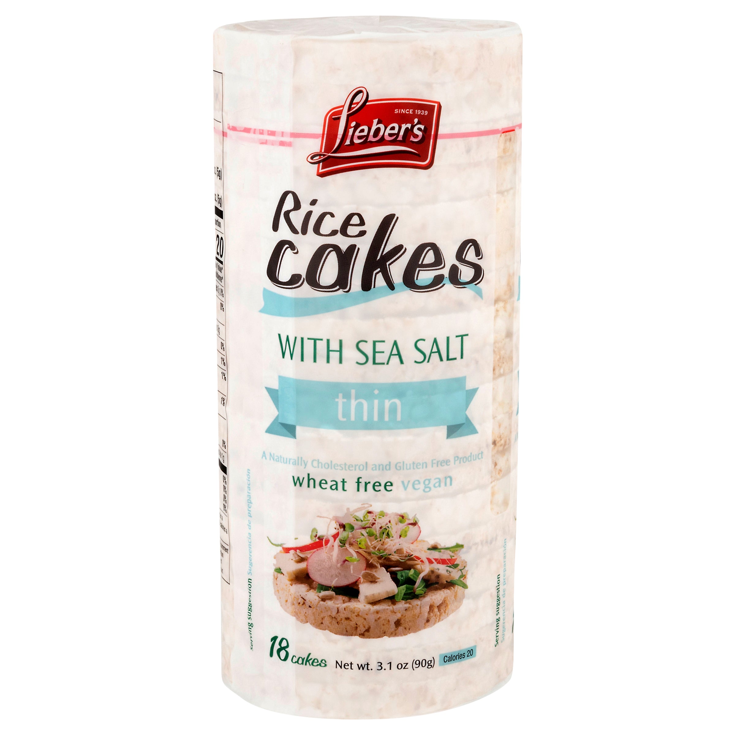 Lieber's Thin Rice Cakes with Sea Salt 18 Each - Case of 12
