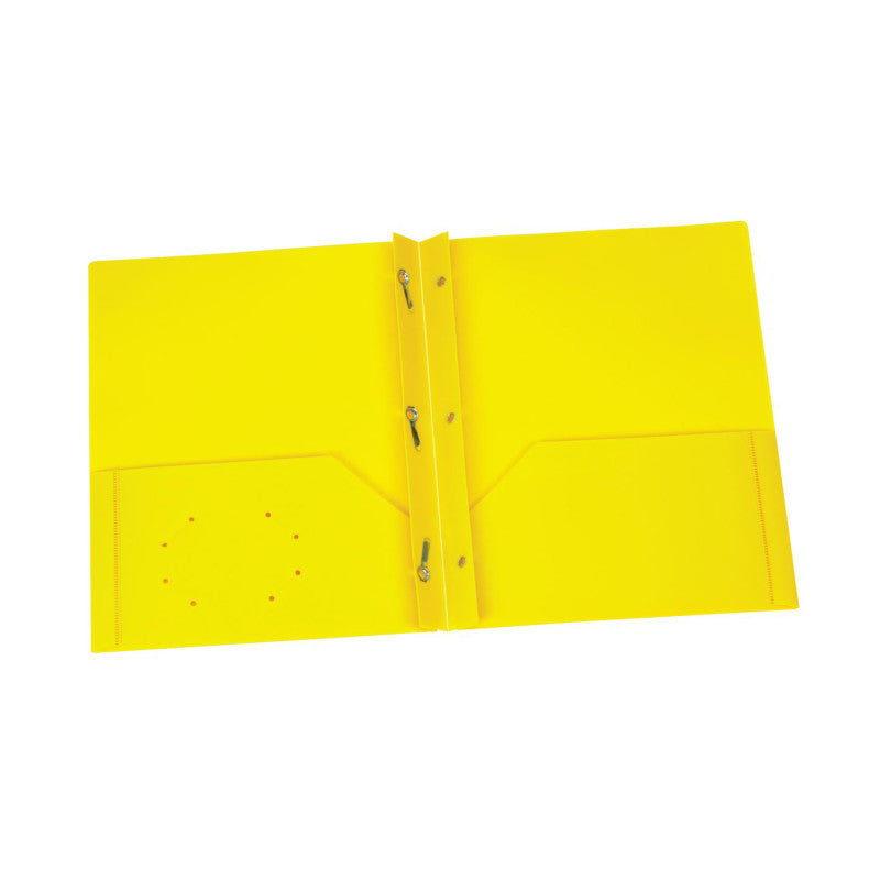 OXFORD - Yellow Poly Two Pocket Portfolio with Prongs, Pack of 25